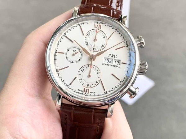 

waterproof designer 7750 movement business classic wrist watch 42mm*13.5mm mens classic business montre iced out bezel gift tw factory watch, Slivery;brown