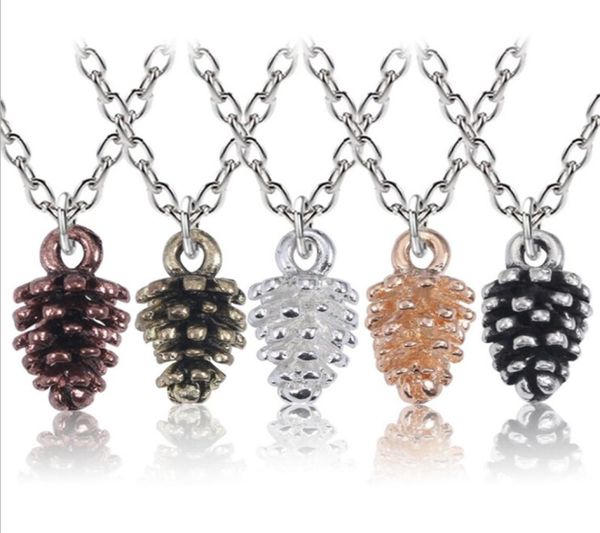 

creative tiny acorn oak necklace cute pinecone necklace minimal pine cone necklace small cartoon nature forest necklaces2891073, Silver