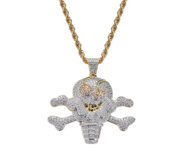 

pendant necklaces hip hop cubic zirconia paved bling iced out pirate cream pendants necklace for men rapper jewelry drop2624991, Silver