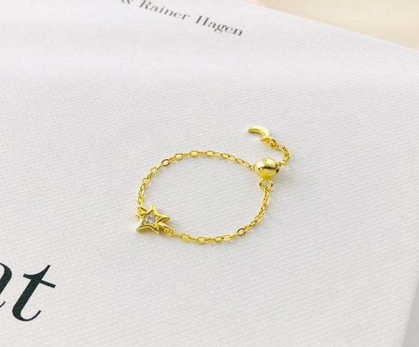 

cluster rings star genuine 925 sterling silver chain adjustable ring chic gonetone jewelry for women hypoallergenic4400718, Golden;silver