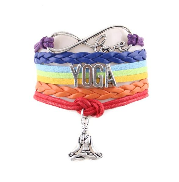 

7 chakra infinity love yoga bracelet hatha yoga meditation ohm asana sport charm men bracelets bangles3669821, Golden;silver