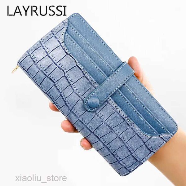 

money clips layrussi new design women hasp wallet fashion clutch bag purse ladies long zipper buckle money clip crocodile print card walleth, Black
