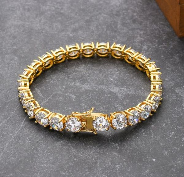 

gold plated 8mm 78inch big cz tennis bracelets chains for men women hiphop jewelry gift5686227, Black