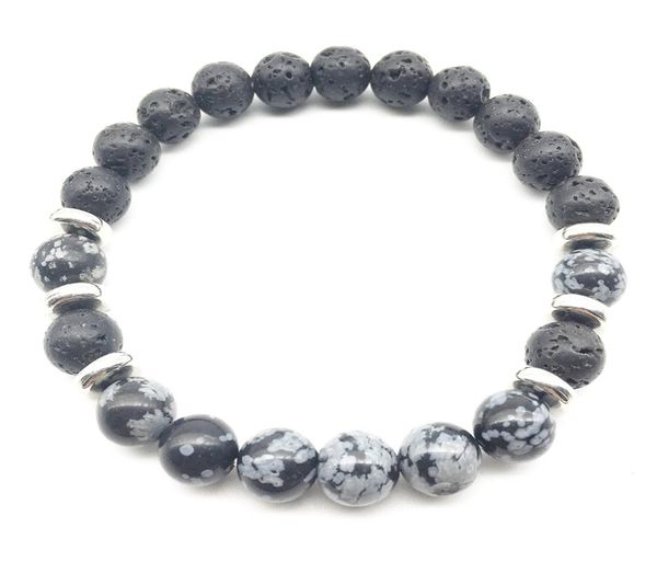 

sn1347 lava bracelet trendy natural stone mala yoga bracelet snowflake bracelet 5584892, Black