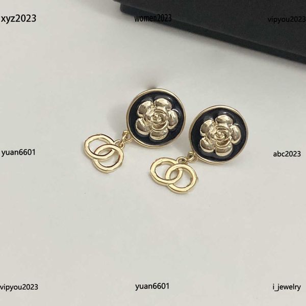 

women designer earrings fashion jewelry golden flower pendant ear studs #including box new arrival, Golden;silver