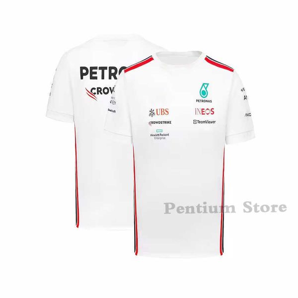 

2023 fashion new men's t-shirts formula 1 racing team petronas motorsport car fans sports summer quick dry black white green tco5, White;black