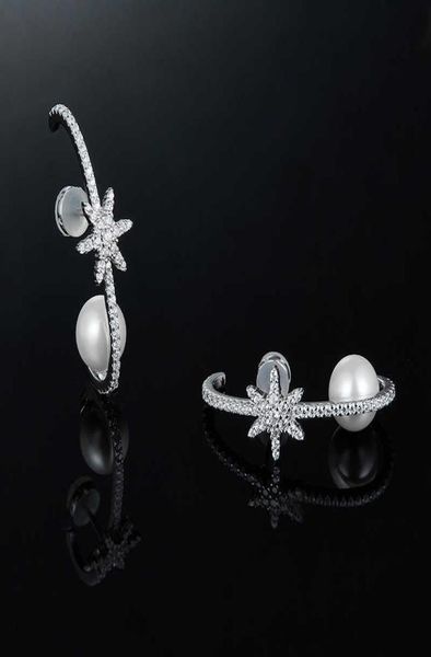 

hefang jewelry original snow bundle pearl earrings female light luxury minority meteor earrings 925 sterling silver2527469, Silver