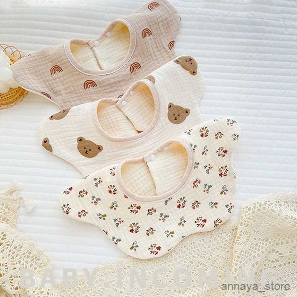 

bibs cloths baby gauze bibs 360 layers cotton petal print saliva towel for newborn boy girl soft cloth kid feeding bib r230628