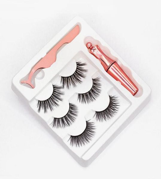 

drop magnetic eyelashes with eyeliner and tweezer 3 pairs 5 magnetic false eyelashes liquid eyeliner makeup set reusable e7216999