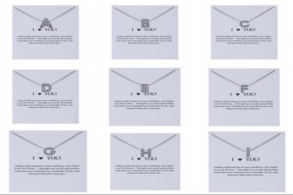 

2019 new dogeared necklace with card 26 english letter i love you noble and delicate silver choker valentine day chri6622709