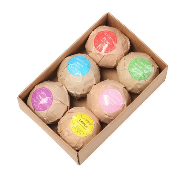 

6pcs organic bath bombs bubble bath salts ball essential oil handmade spa stress relief exfoliating mint lavender rose flavor dhl7741510