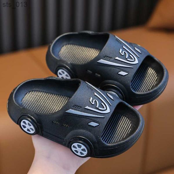

cartoon car kids slippers for boys summer beach indoor slippers cute girl shoes home soft non-slip cute children slippers l230518, Black;grey