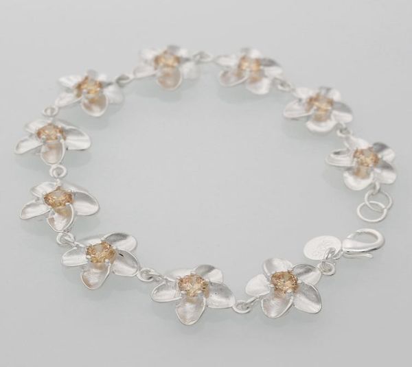 

fine 925 sterling silver bracelet for women men2020 fashion 925 silver flower chain 8inch bracelet italy new arrival xmas gf7861253, Black