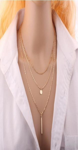

new arrival charm jewelry women necklaces punk style pendants copper beads multilayer necklace 2colors golden silver neckwear9221059