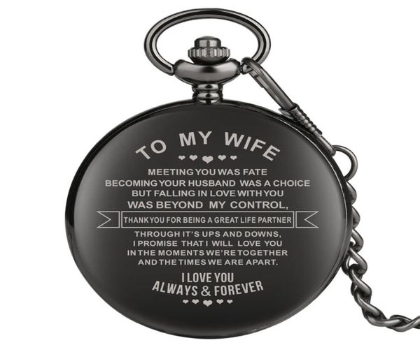 

to my wife design engraving custom retro quartz pocket watch anniversary couples gifts arabic numerals display pendant clock2880794, Slivery;golden