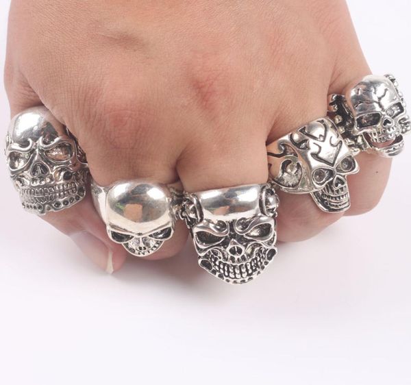 

mixed uality gothic punk assorted whole lots skull style bikers men039s vintage tibetan rings2323707