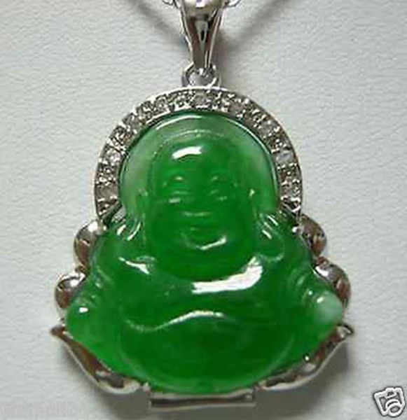 

genuine green jade buddha pendant necklace0123456783299306, Silver
