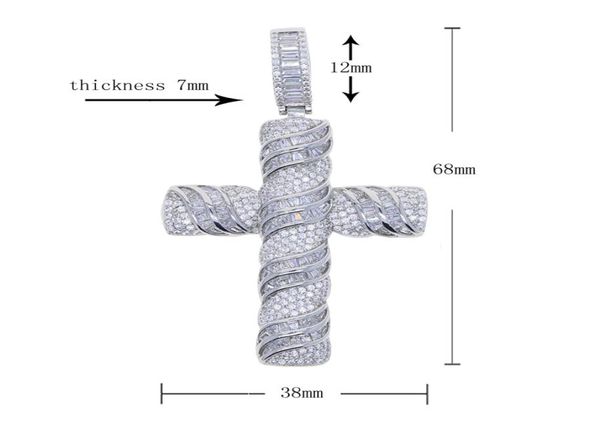 

new styles silver cross pendant necklace with cz paved hip hop necklaces jewery with rope chain tennis chains for women men punk s7798214