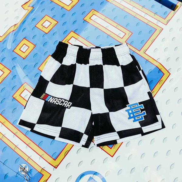 

e american shorts men's basketball mesh 3 points breathable quick-drying pants tide brand ee beach casual running plaid sports pantskxv, White;black