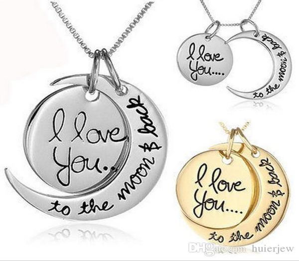 

couples necklaces engraving pendants hip hop jewelry chains necklaces i love you sun moon necklaces9150396, Silver