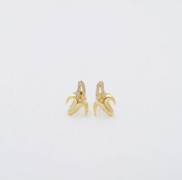 

fashion silver plated banana stud earrings personality hollow out earrings for women whole1956338, Golden;silver