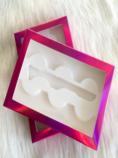 

pink holographic eyelashes packaging for 3 pairs mink or faux mink lashes custom private logo accept fdshine8620205