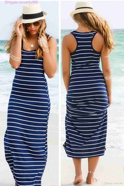 

dresses womens causal striped maxi dress designger girls beach summer crop vest formal backless skirt evening women clothing vestidos, Black;gray