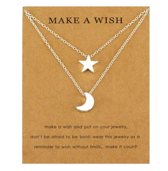 

a set moon star necklaces mother daughter heart chain necklace couple mom birthday sister gift friends women men jewelry4249721, Silver