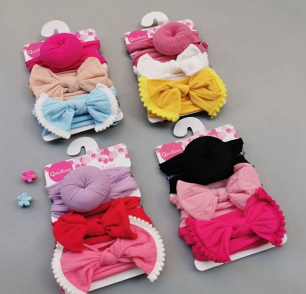 

baby girls headbands knot ball donut nylon hairband elastic infant bow turban solid knot headwear hair accessories 3pcsset 10 sty4910313, Slivery;white