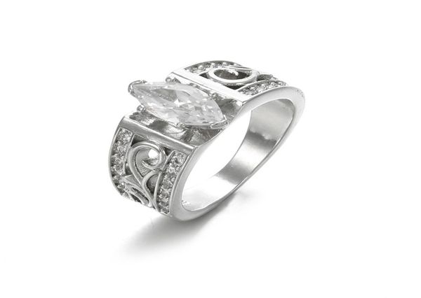 

new hollow flower flower diamond ring shaped diamond horse eye ring european and american creative engagement woman fashion ring j7045393, Golden;silver