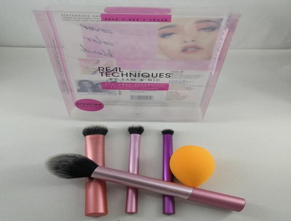 

4 pieces set powder puff brush makeup brushes sets make up brush set with metal box packing3480776