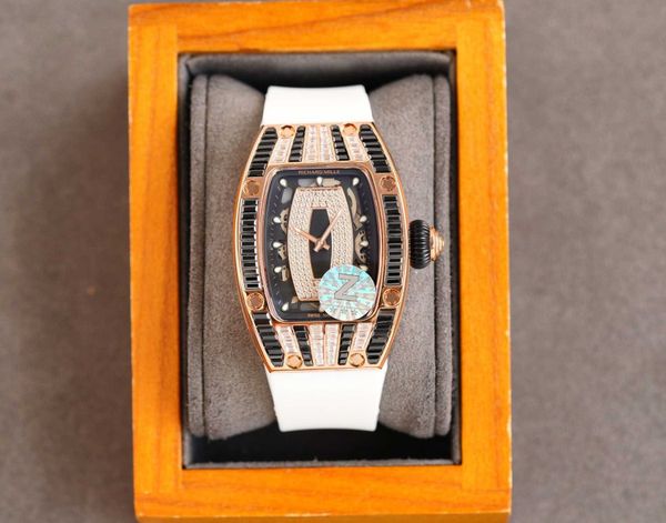 

fantastic diamond r i c h a r d luxury super style female wrist watches rm007 rm07-01 z factory montre designer high-end quality iced out be, Slivery;brown