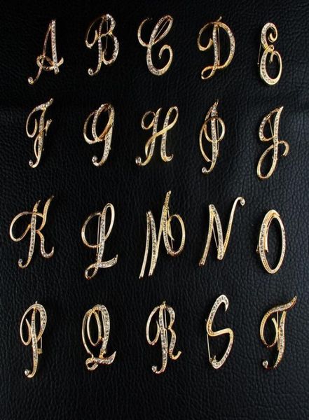 

fashion 26 english letter brooch pins sparkling crystal silver plated alphabet brooch5147025, Gray