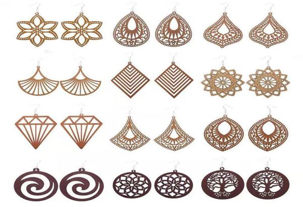 

fashion designer geometric wood charm earrings for women trendy natural wooden statement earrings handmade african jewelry wholesa5474613, Golden