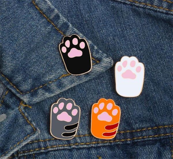 

kawaii 4 colors dog cat claws metal pin brooches women denim sweater skirt backpack badge family icon button festival gifts t3591720148, Gray
