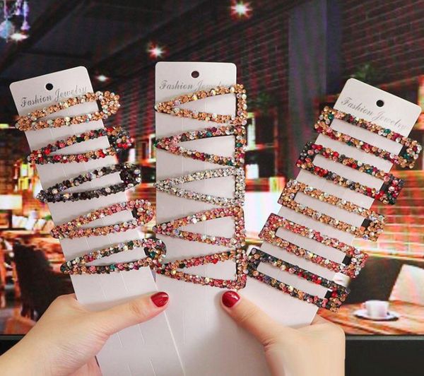 

new fashion rhinestone hair clip geometric diamond bb clip for women colored diamond bang clip crystal rhinestones whole7661706, Golden;silver