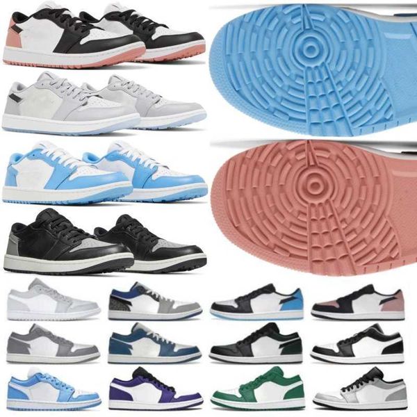

1 jumpman 1s low golf basketball shoes rust pink noble green chicago wolf grey black crocodile women sneaker with box