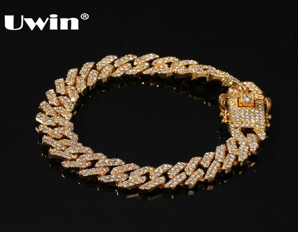 

whole 12mm bling slink miami cuban bracelets gold color full iced rhinestones hiphop mens bracelet fashion jewelry5741326, Black