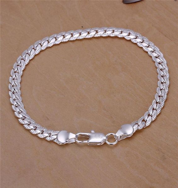 

low price 925 sterling silver chain bracelet 5mmx20cm fashion men's jewelry 489193, Black