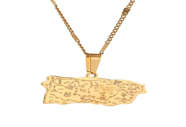 

stainless steel puerto rico map pendant necklaces puerto ricans map charm jewelry2335590, Silver