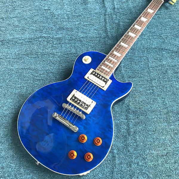 

custom shop, stedandan blue big flower electric guitar, rosewood fretboard, chrome hardware, ing