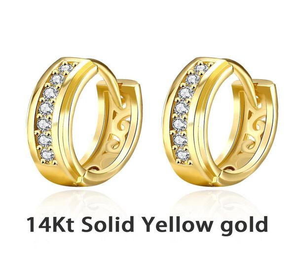 

14k solid yellow gold hoop earrings kzce0410123456785142251, Golden;silver