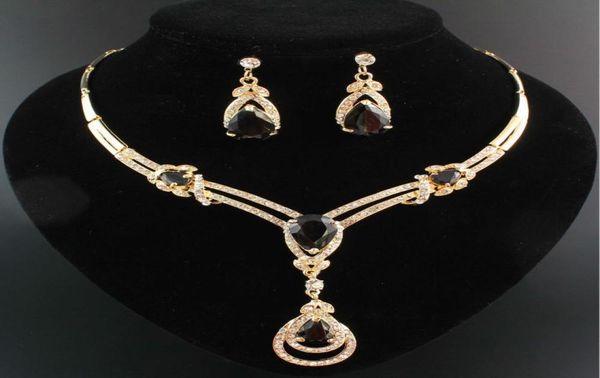 

necklace women colour wedding crystal jewelry gift bridal exquisite sets prom zircon earring for multiple party orgcq7161611, Golden