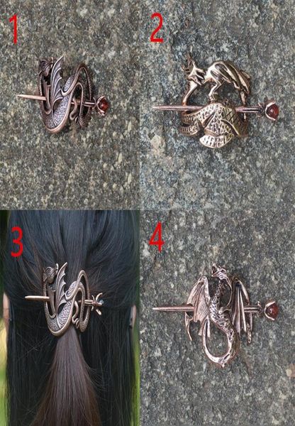 

hair clips barrettes viking vintage dragon hairpin magic barrette wyvern women headwear accessories amulet jewelry for gift7727837, Golden;silver