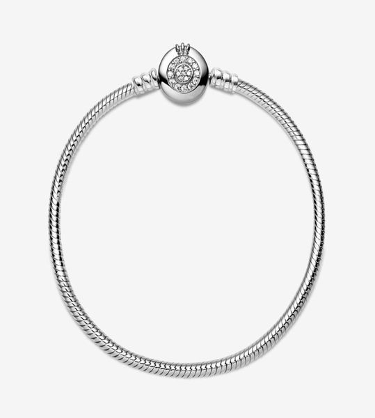 

femme s925 sterling silver bracelets for women fit pandora beads charms crown cubic zircon fashion basic snake chain bracelet with4276600, Golden;silver