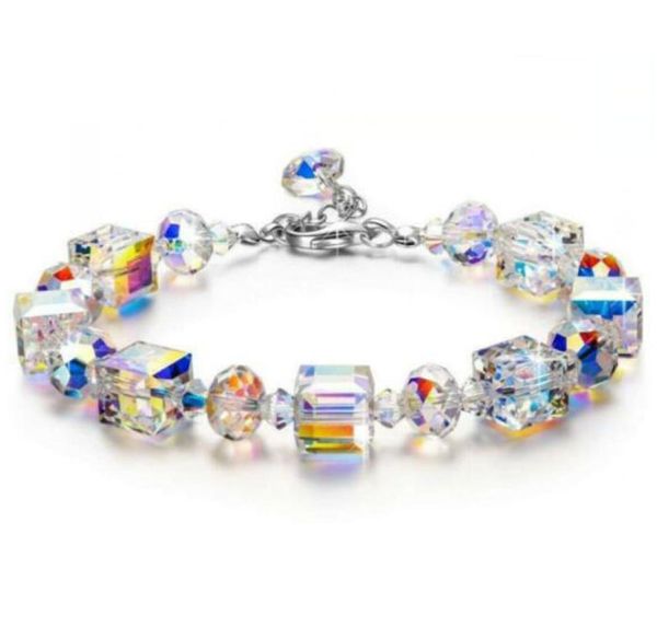 

fashion square austrian crystal women039s bracelet luxury wedding jewelry charm bracelet ladies friend hand jewelry6554611, Golden;silver