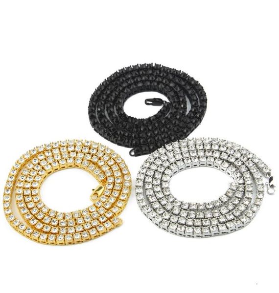 

hip hop bling chains jewelry mens necklace iced out tennis chain rhinestone single row necklaces 18inch30inch9986927, Silver