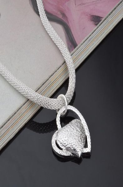 

floating charms silver 925 jewelry women necklace chain inlaid heart pendant collier femme charm6952361