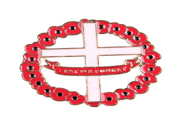 

red poppy flower cross brooches pin for women men suit shirt broach lapel pin badge enamel breastpin uk style remembr6838846, Gray