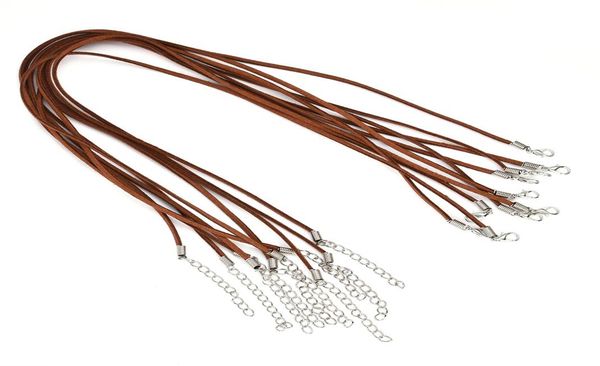 

10pcsset black brown suede leather string necklace cord jewelry making diy collar chain jewelry8593104, Silver
